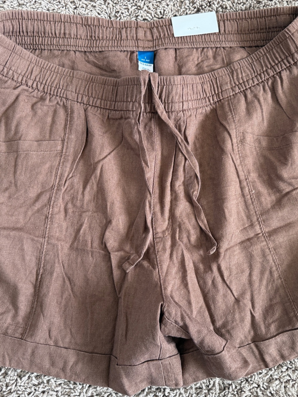 Old Navy Brown Drawstring Linen-Blend Athletic Shorts